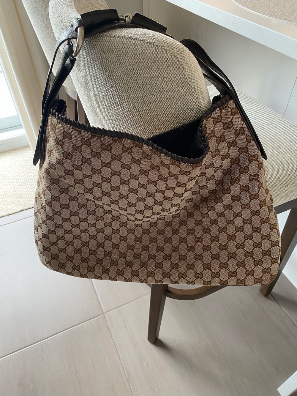 Designer Monogram Canvas Shoulder Bag - Brown - Picture 2 of 5